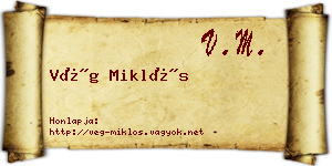 Vég Miklós névjegykártya